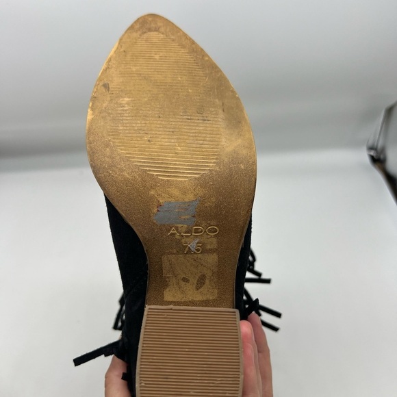 WHBM - Tan And Brown Calf Hair Ankle Adjustable Straps Block Heels Size 7.5 - Picture 8 of 13